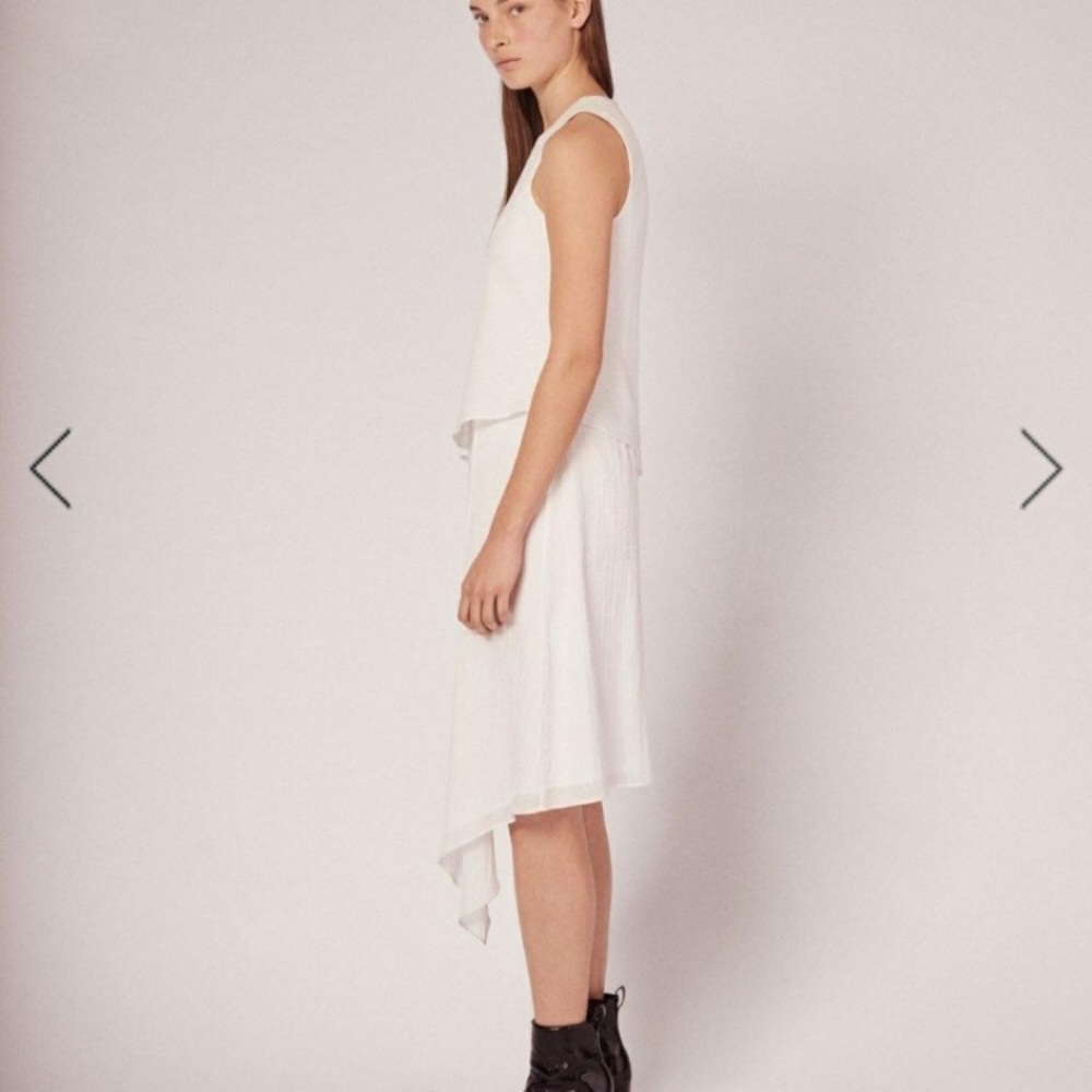 RAG & BONE WHITE 100% COTTON FERNAY LINED LAYERED ASYMMETRIC FRONT DRESS - Picture 2 of 12